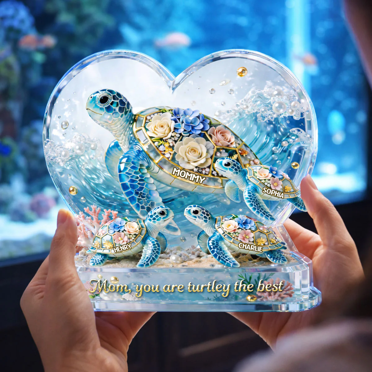 Mom You Are Turtley The Best - Personalized Acrylic Block Plaque - Gift For Mom, Grandma - Image 5