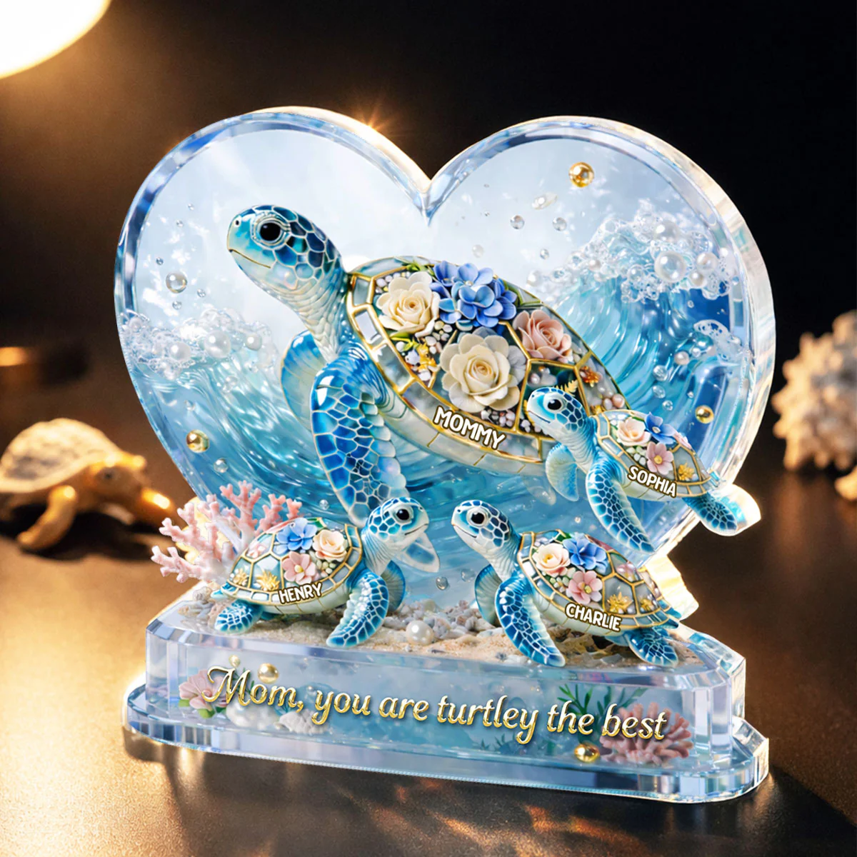 Mom You Are Turtley The Best - Personalized Acrylic Block Plaque - Gift For Mom, Grandma - Image 6