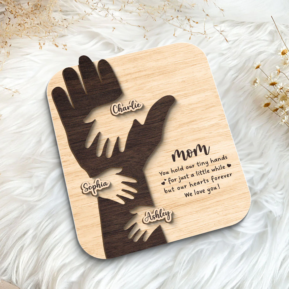 Mom You Hold My Hand A Little While Gift For Mom Personalized 2-Layer Wooden Plaque - Image 5