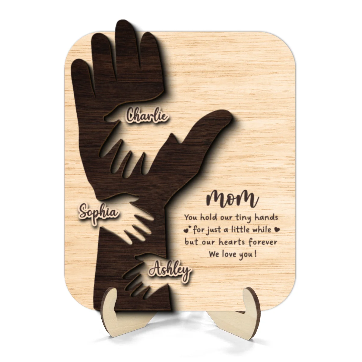 Mom You Hold My Hand A Little While Gift For Mom Personalized 2-Layer Wooden Plaque - Image 8
