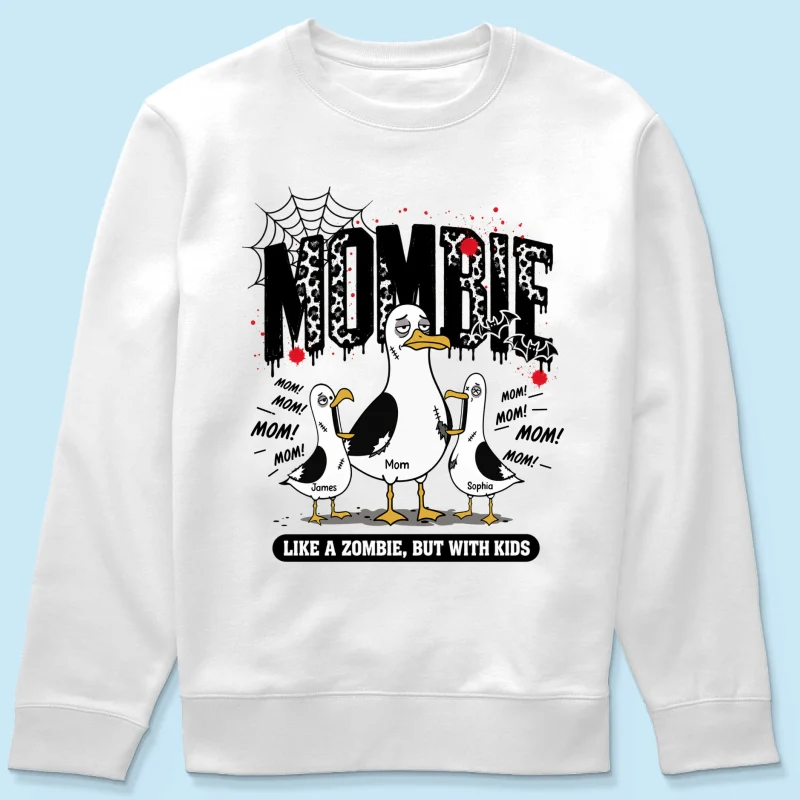 Mombie Like a Zombie But with Kids - Personalized Shirt - Funny Halloween Gift for Mom, Fall Trendy Tee - Image 21