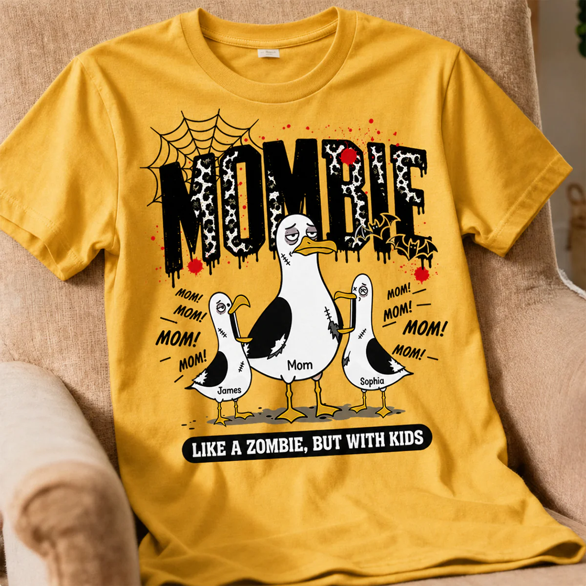 Mombie Like a Zombie But with Kids - Personalized Shirt - Funny Halloween Gift for Mom, Fall Trendy Tee - Image 9