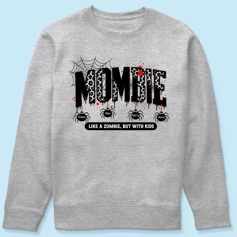 Mombie Like a Zombie But with Kids - Personalized Shirt - Spooky Funny Halloween Shirt for Mom, Wife - Image 18