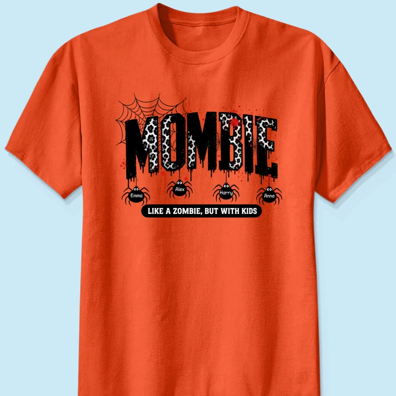 Mombie Like a Zombie But with Kids - Personalized Shirt - Spooky Funny Halloween Shirt for Mom, Wife - Image 8