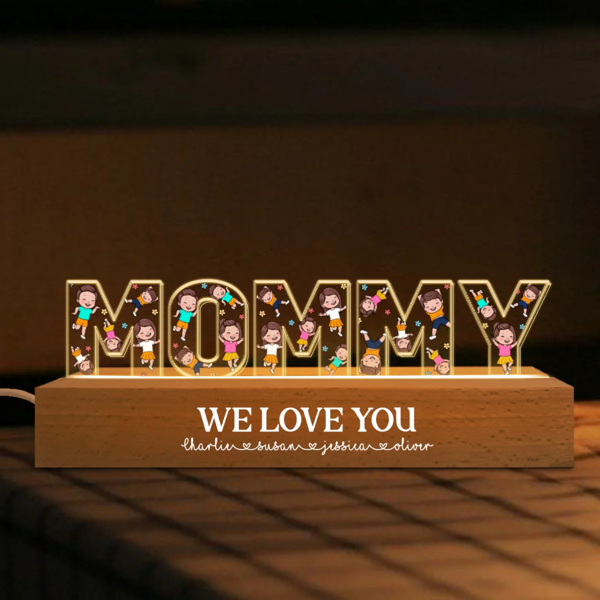 Mommy Happy Vector Kids Personalized Acrylic LED Night Light - Image 6
