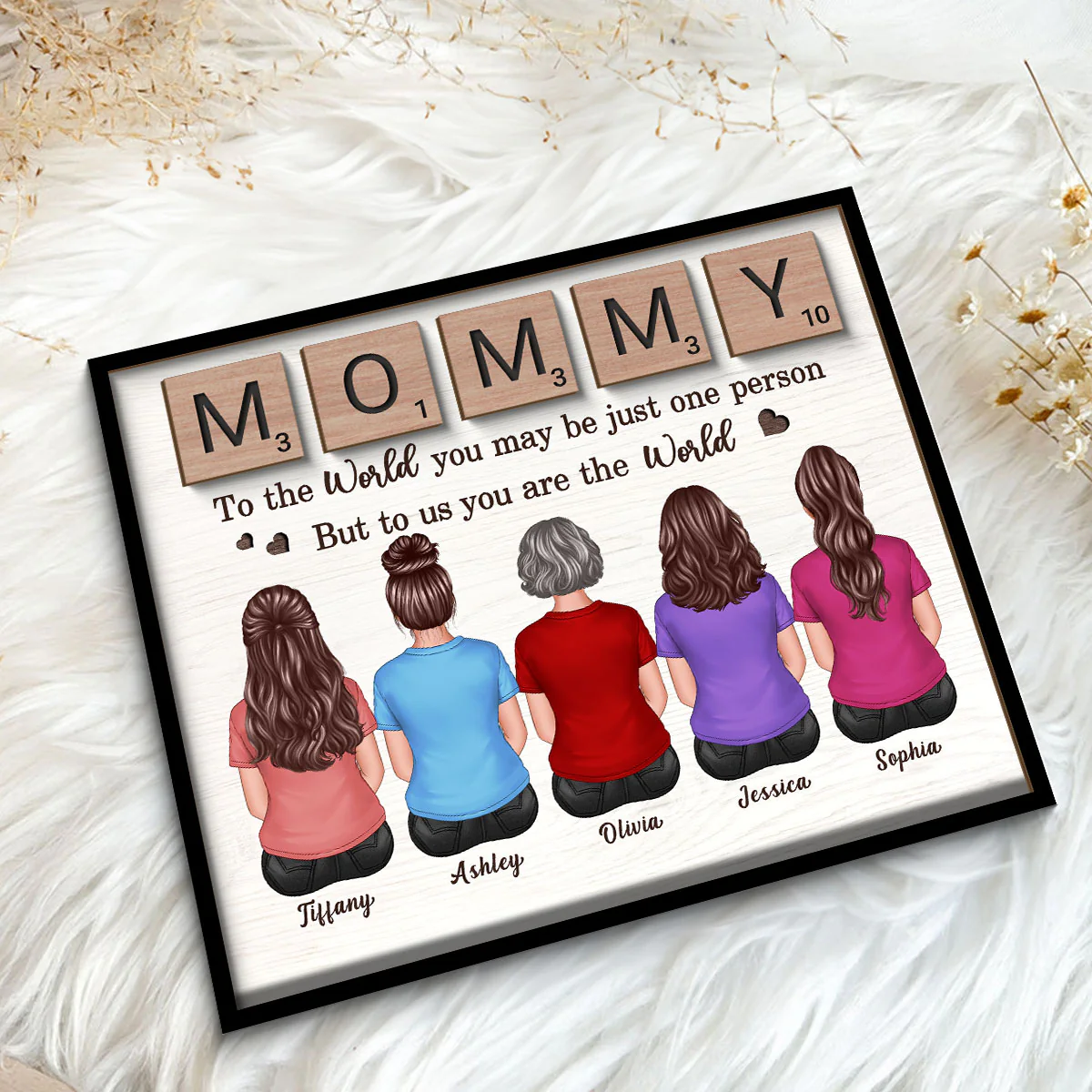 MOMMY You Are The World Alphabet Tiles Gift For Mom Personalized 2-Layer Wooden Plaque - Image 5