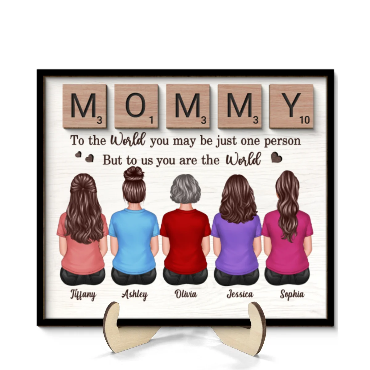 MOMMY You Are The World Alphabet Tiles Gift For Mom Personalized 2-Layer Wooden Plaque - Image 8