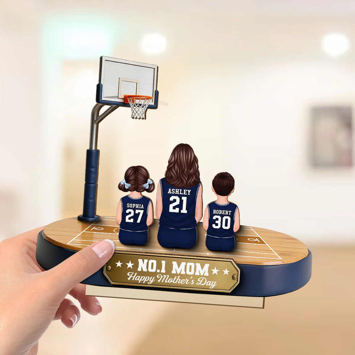 Mommy's Basketball Dream Team - Personalized 2-Layered Wooden Plaque - Gift For Basketball Mom - Image 5