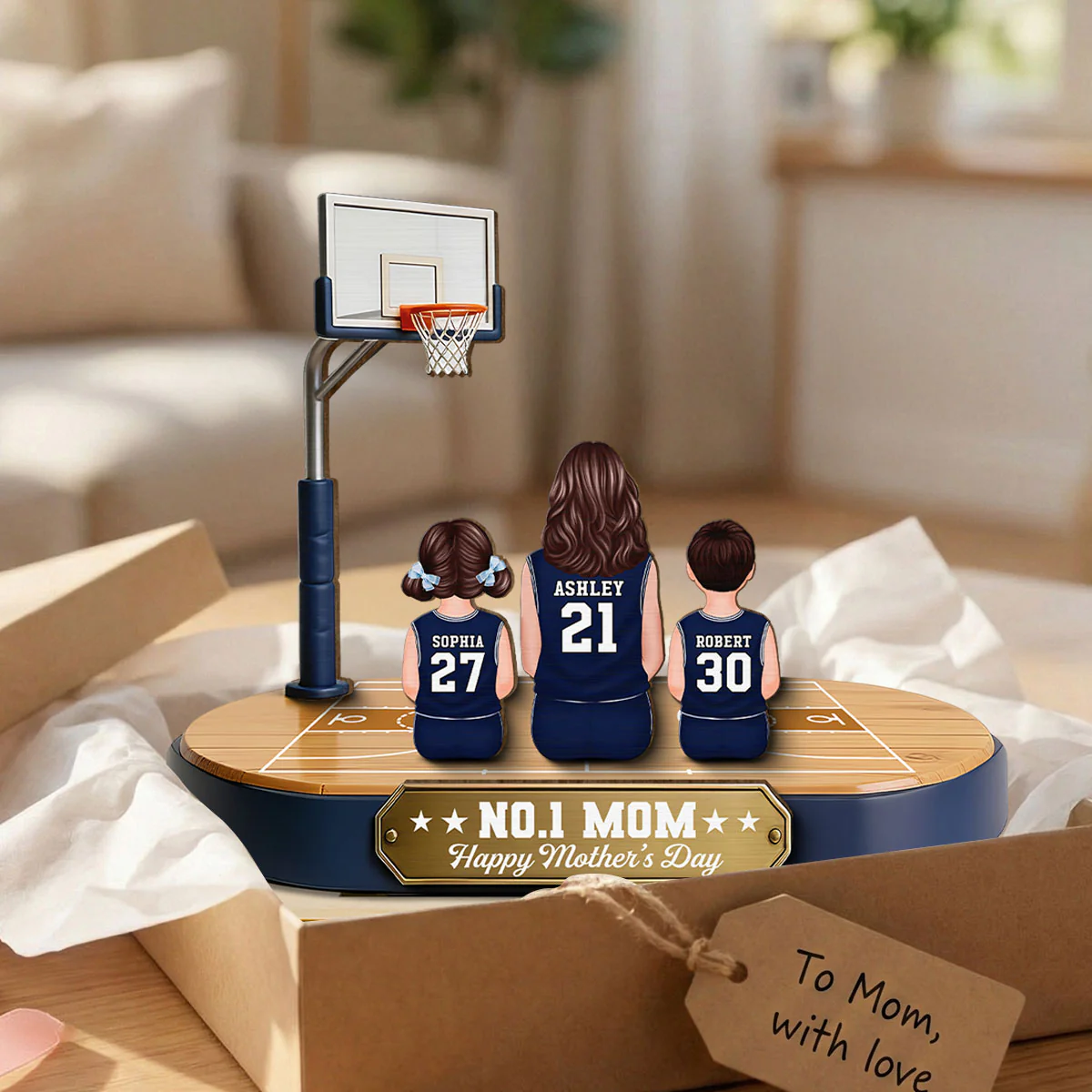 Mommy's Basketball Dream Team - Personalized 2-Layered Wooden Plaque - Gift For Basketball Mom - Image 7