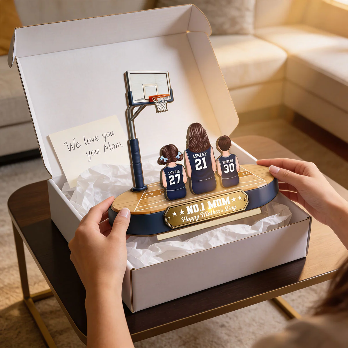 Mommy's Basketball Dream Team - Personalized 2-Layered Wooden Plaque - Gift For Basketball Mom - Image 9