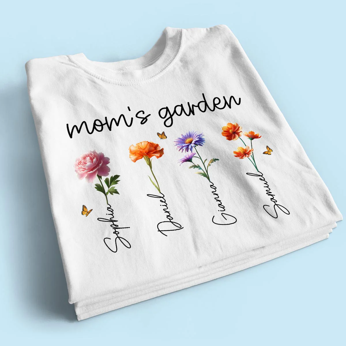 Mom's Garden 3D Effect Birth Month Flower Personalized Shirt - Image 2