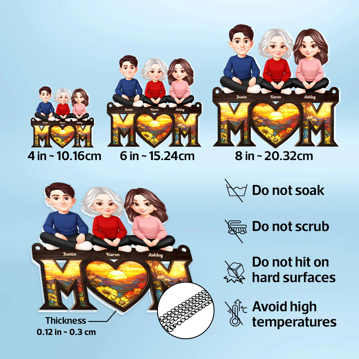 Mom's Heart Is The Warmest Place - Personalized Suncatcher Ornament - Gift For Mom, Grandma - Image 7