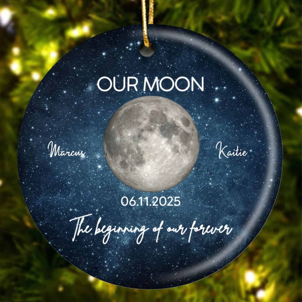 Moon Phase Couple The Beginning Of Our Forever - Personalized Ceramic Ornament - Gift For Couple - Image 10