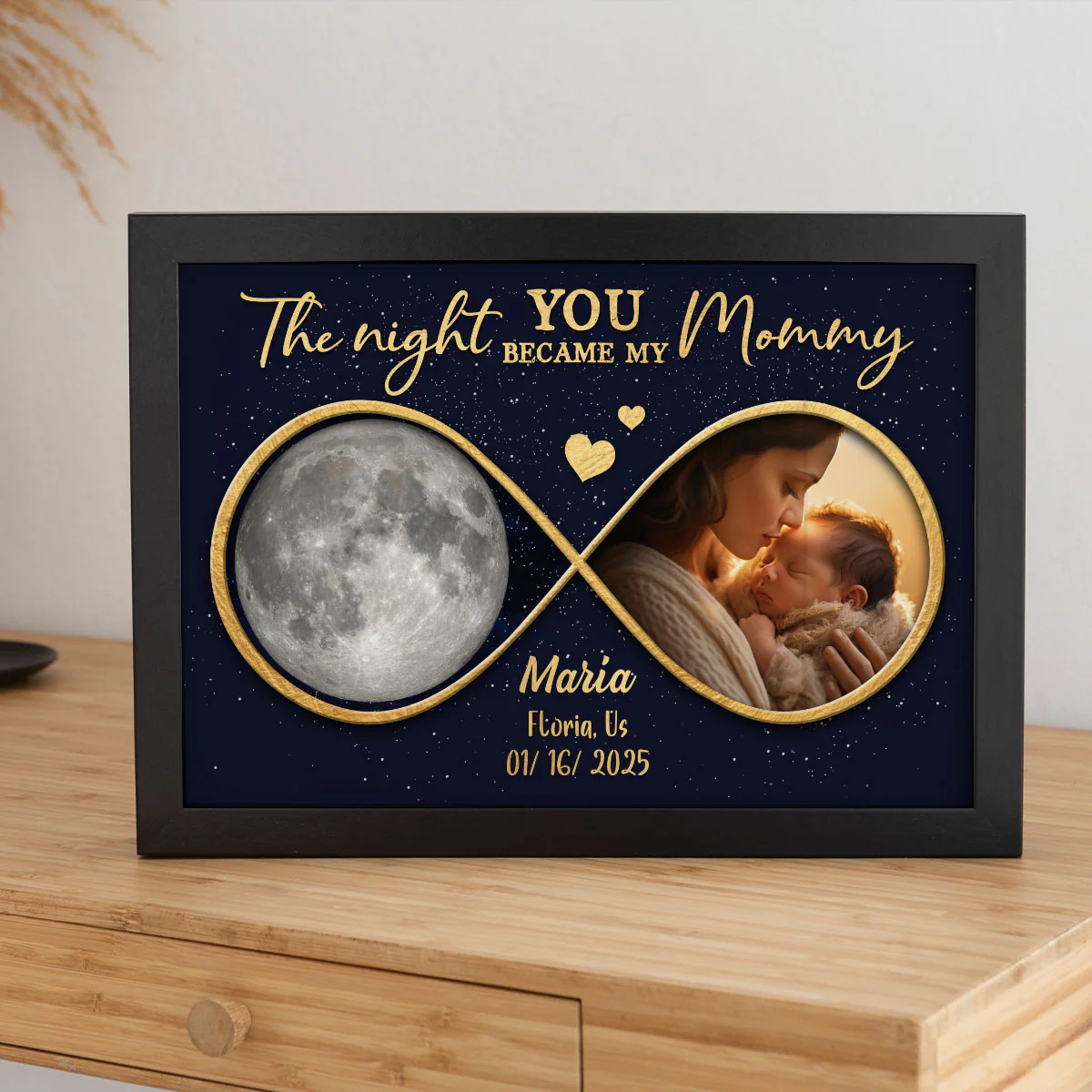 Moon Phase The Night You Became My Mommy Personalized Poster - Image 3