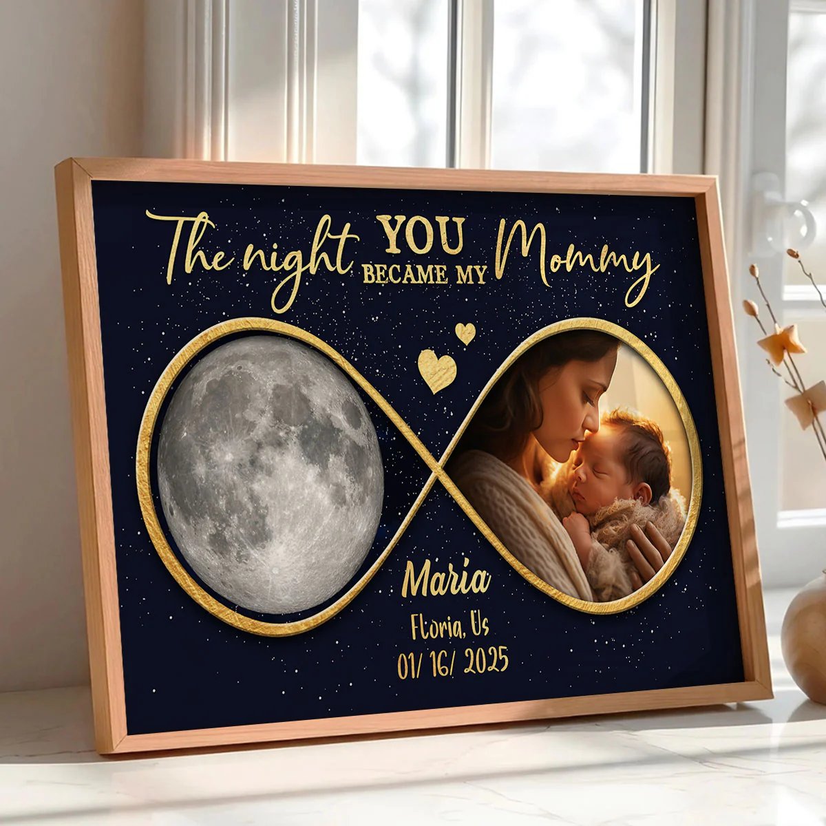 Moon Phase The Night You Became My Mommy Personalized Poster - Image 6