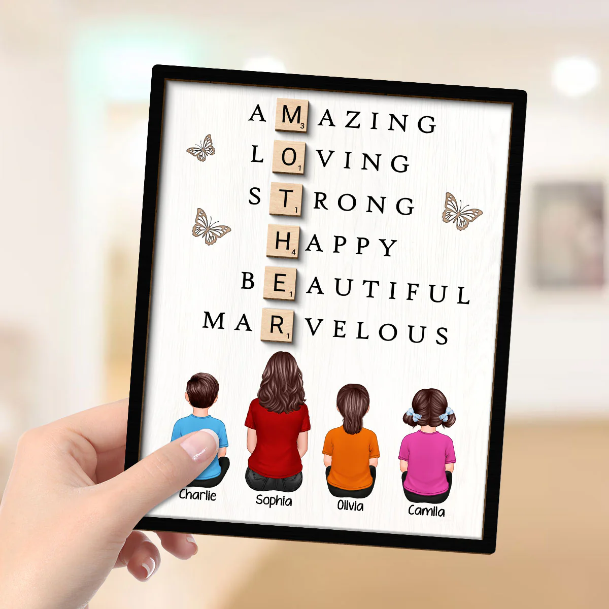 MOTHER Alphabet Tiles Gift For Mom Personalized 2-Layer Wooden Plaque - Image 4