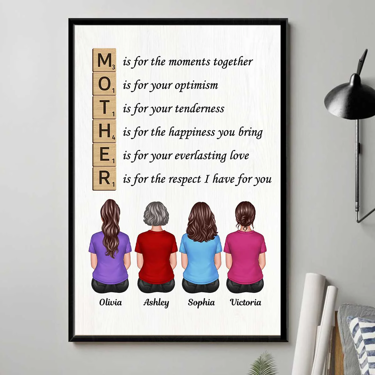 MOTHER Alphabet Tiles Gift For Mom Personalized Vertical Poster - Image 2