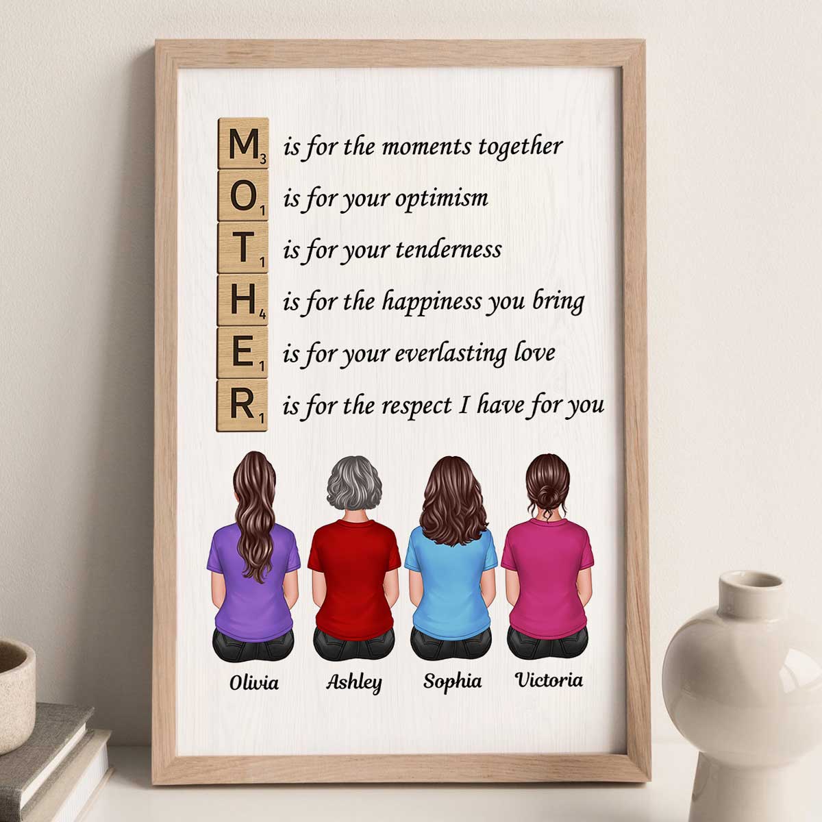 MOTHER Alphabet Tiles Gift For Mom Personalized Vertical Poster - Image 4