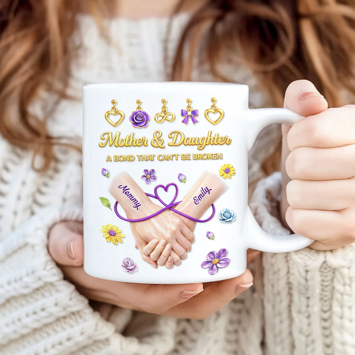 Mother And Daughter A Bond That Can't Be Broken - Personalized Mug - Heartfelt Gift For Mom - Image 5
