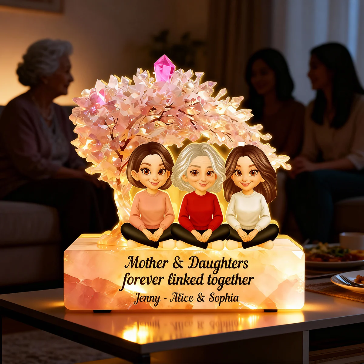 Mother And Daughter Forever Linked Together - Personalized Light Box - Heartfelt Gift For Mom, Grandma - Image 2