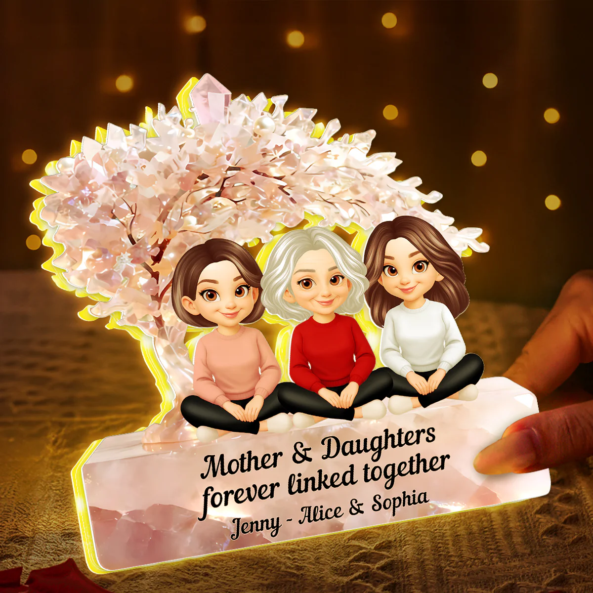 Mother And Daughter Forever Linked Together - Personalized Light Box - Heartfelt Gift For Mom, Grandma - Image 3