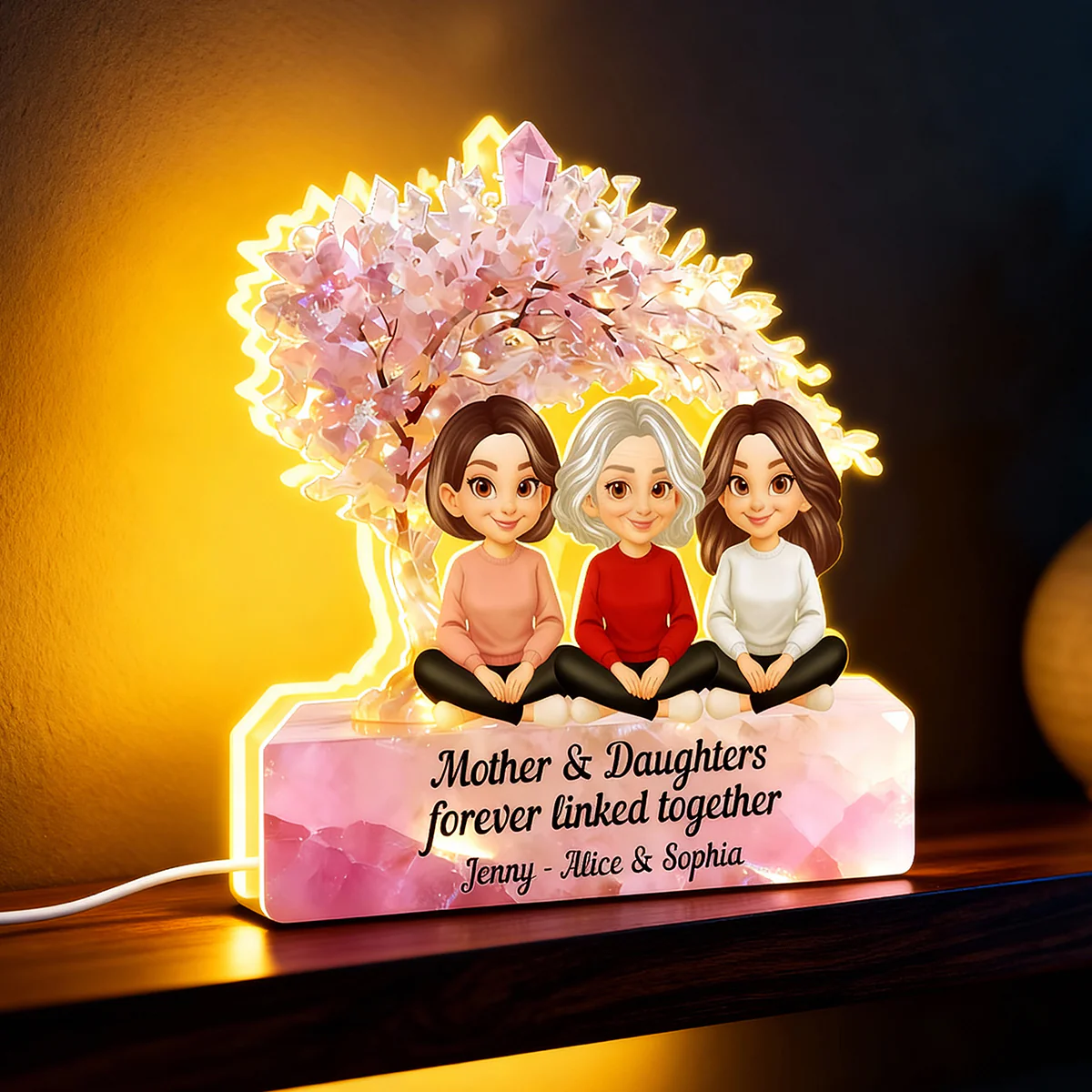 Mother And Daughter Forever Linked Together - Personalized Light Box - Heartfelt Gift For Mom, Grandma - Image 5
