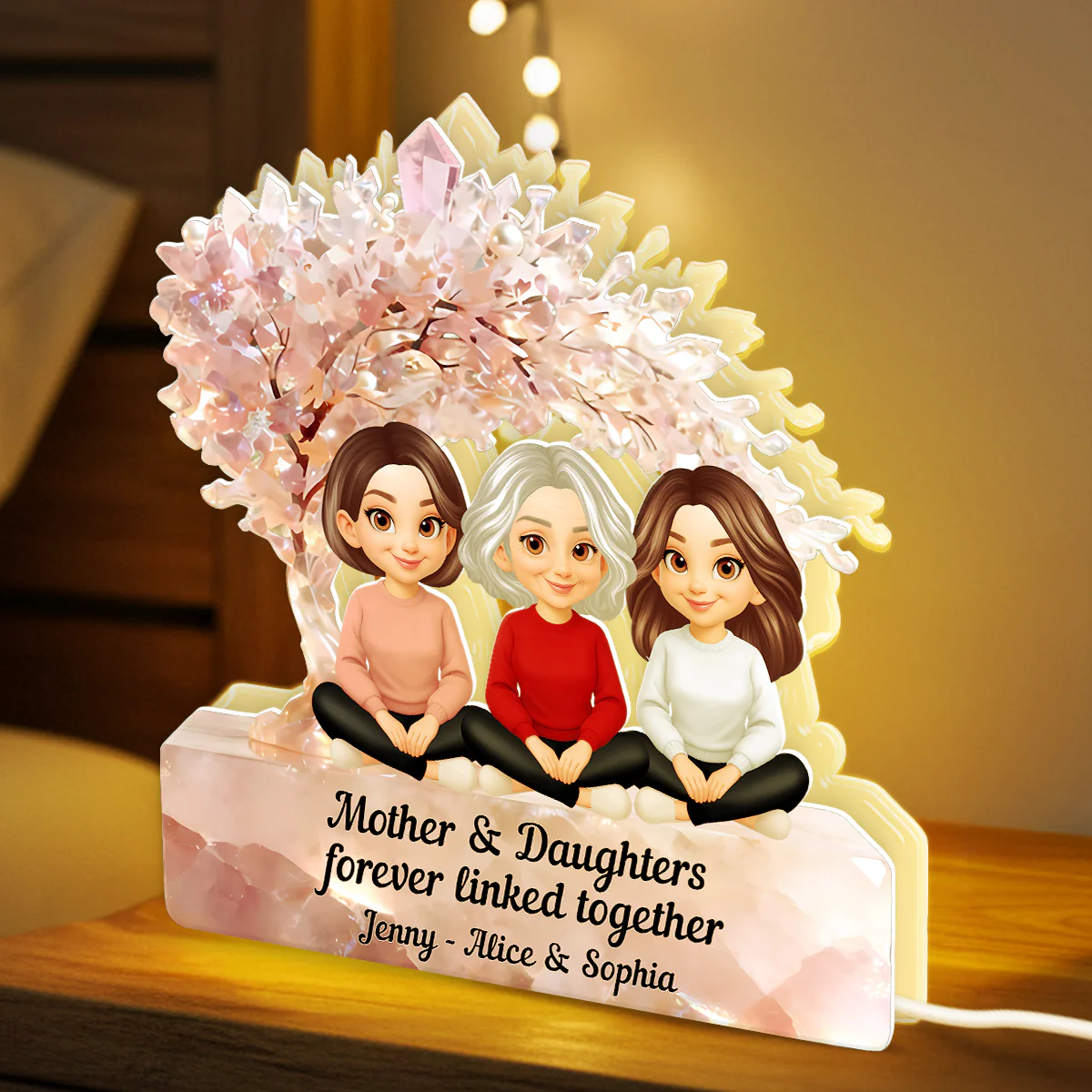 Mother And Daughter Forever Linked Together - Personalized Light Box - Heartfelt Gift For Mom, Grandma - Image 7