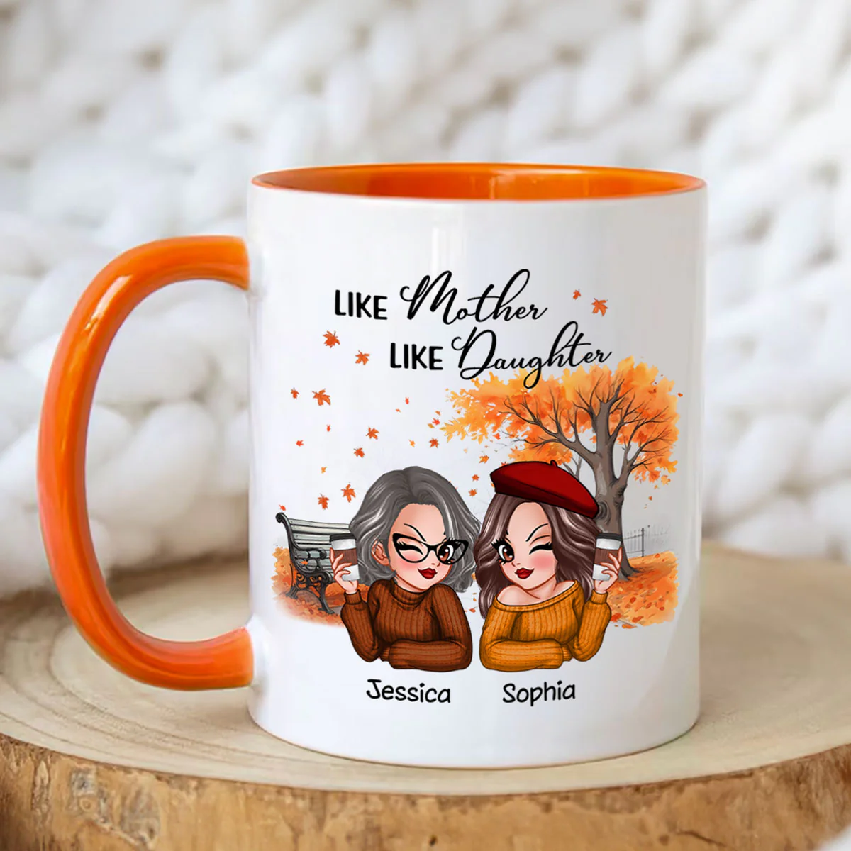 Mother And Daughter Pretty Woman Fall Season Personalized Mug - Image 5