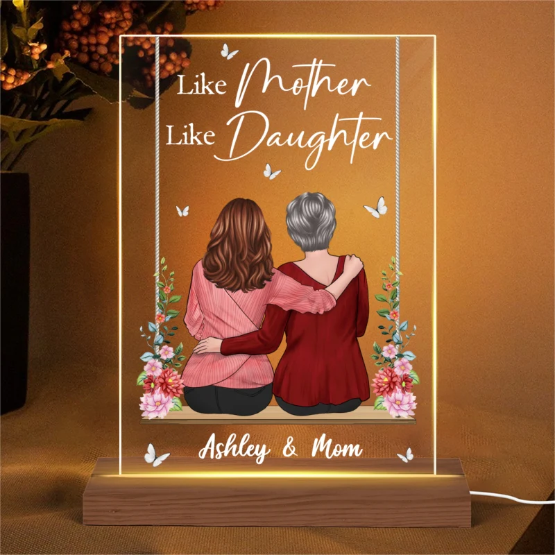 Mother And Daughter Sitting On Swing Personalized Rectangle LED Night Light - Image 4