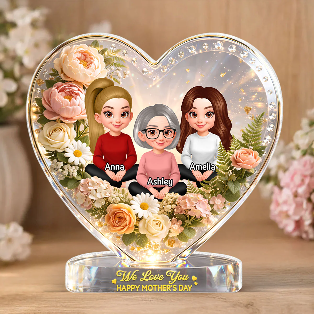 Mother and Daughters Sons Forever Linked Together - Personalized Acrylic Block Plaque - Heartfelt Mother's Day Gift for Mom, Wife - Image 5