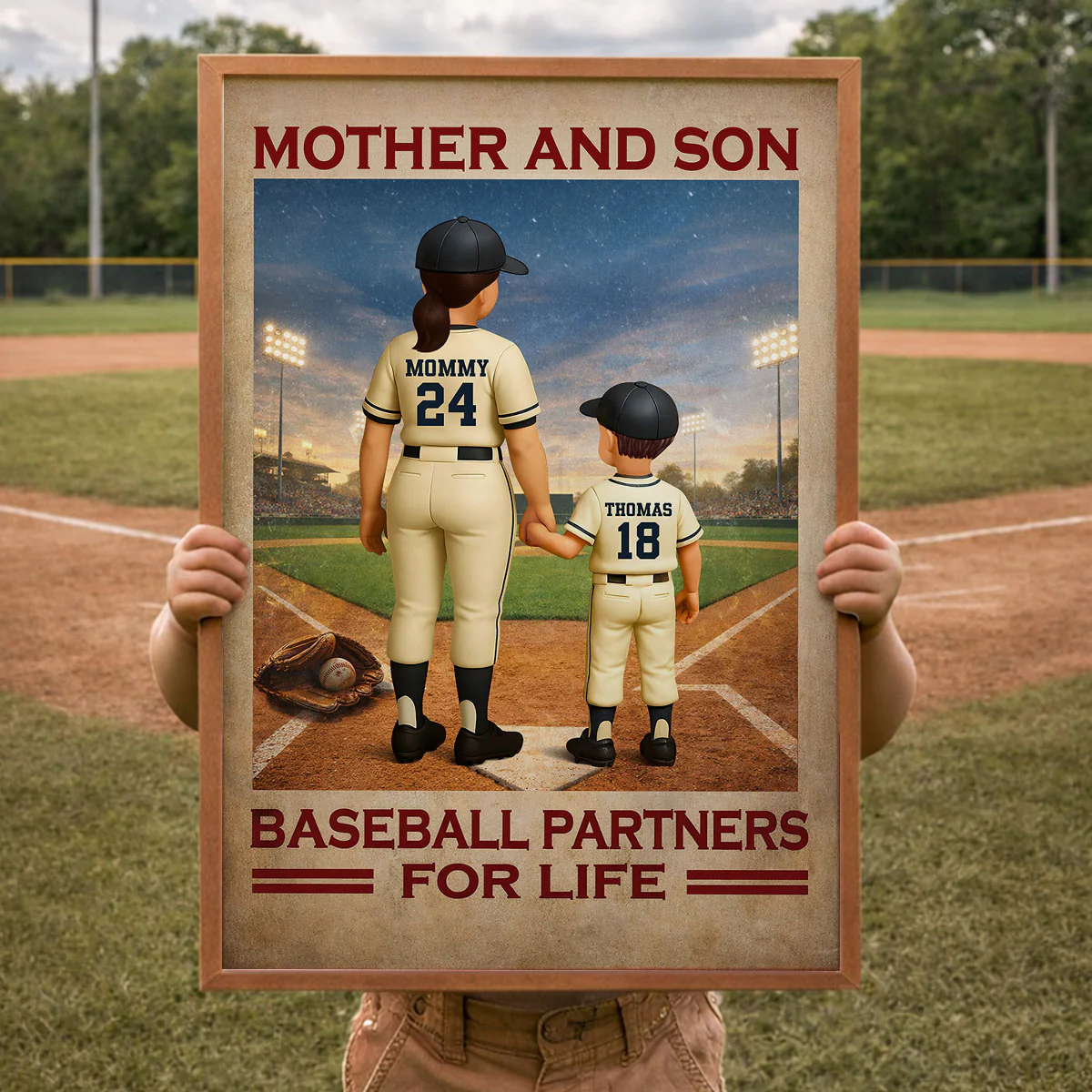 Mother And Son Baseball Partners For Life - Personalized Poster - Mother's Day Gift, Gift For Mom - Image 3