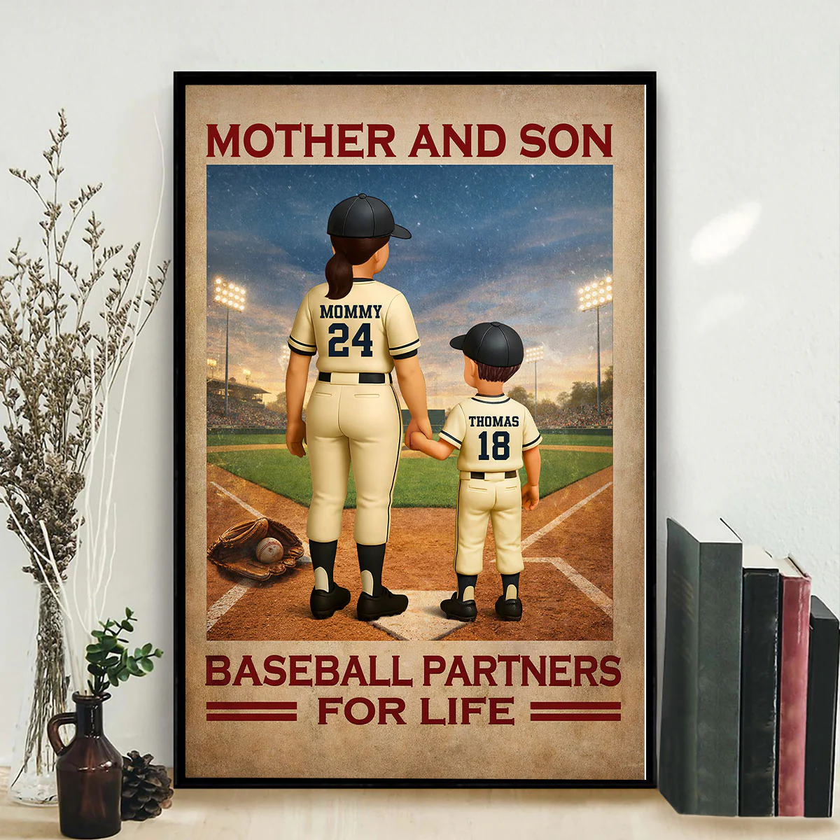 Mother And Son Baseball Partners For Life - Personalized Poster - Mother's Day Gift, Gift For Mom - Image 4