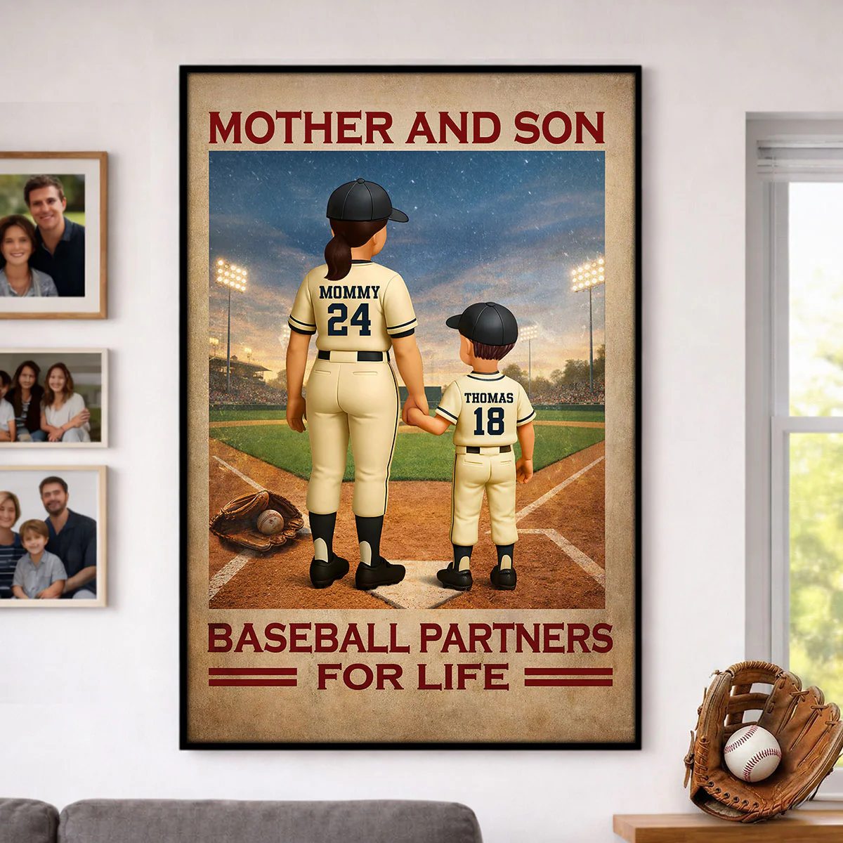 Mother And Son Baseball Partners For Life - Personalized Poster - Mother's Day Gift, Gift For Mom - Image 7
