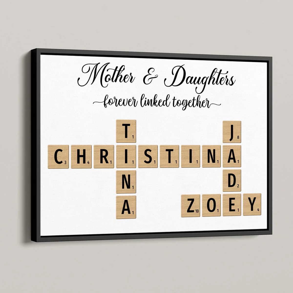 Mother & Father & Daughters & Sons Forever Linked Together Crossword Puzzle Art Personalized Poster, Gift For Mom, Daughters - Image 5