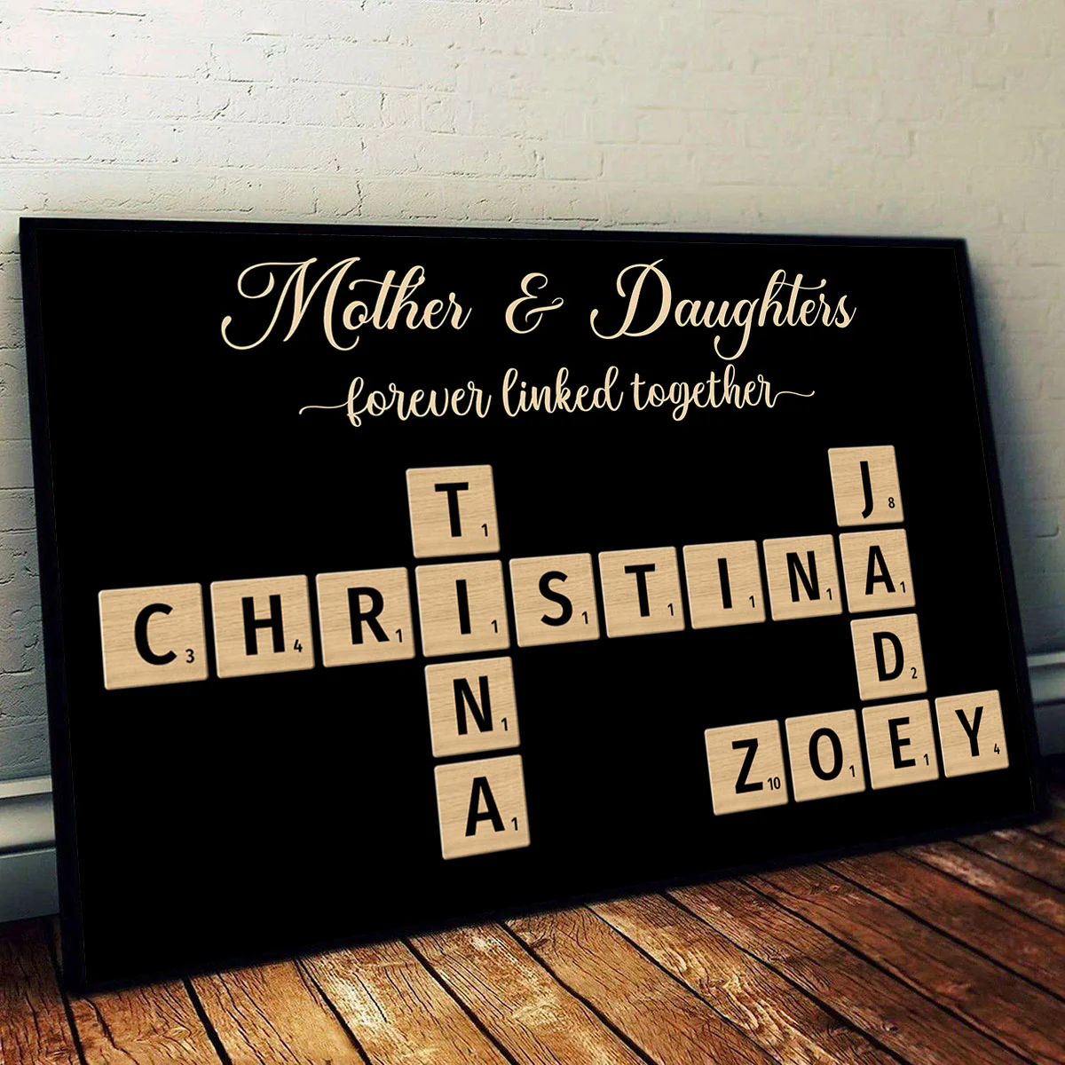 Mother & Father & Daughters & Sons Forever Linked Together Crossword Puzzle Art Personalized Poster, Gift For Mom, Daughters - Image 6