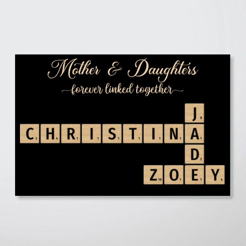 Mother & Father & Daughters & Sons Forever Linked Together Crossword Puzzle Art Personalized Poster, Gift For Mom, Daughters - Image 8