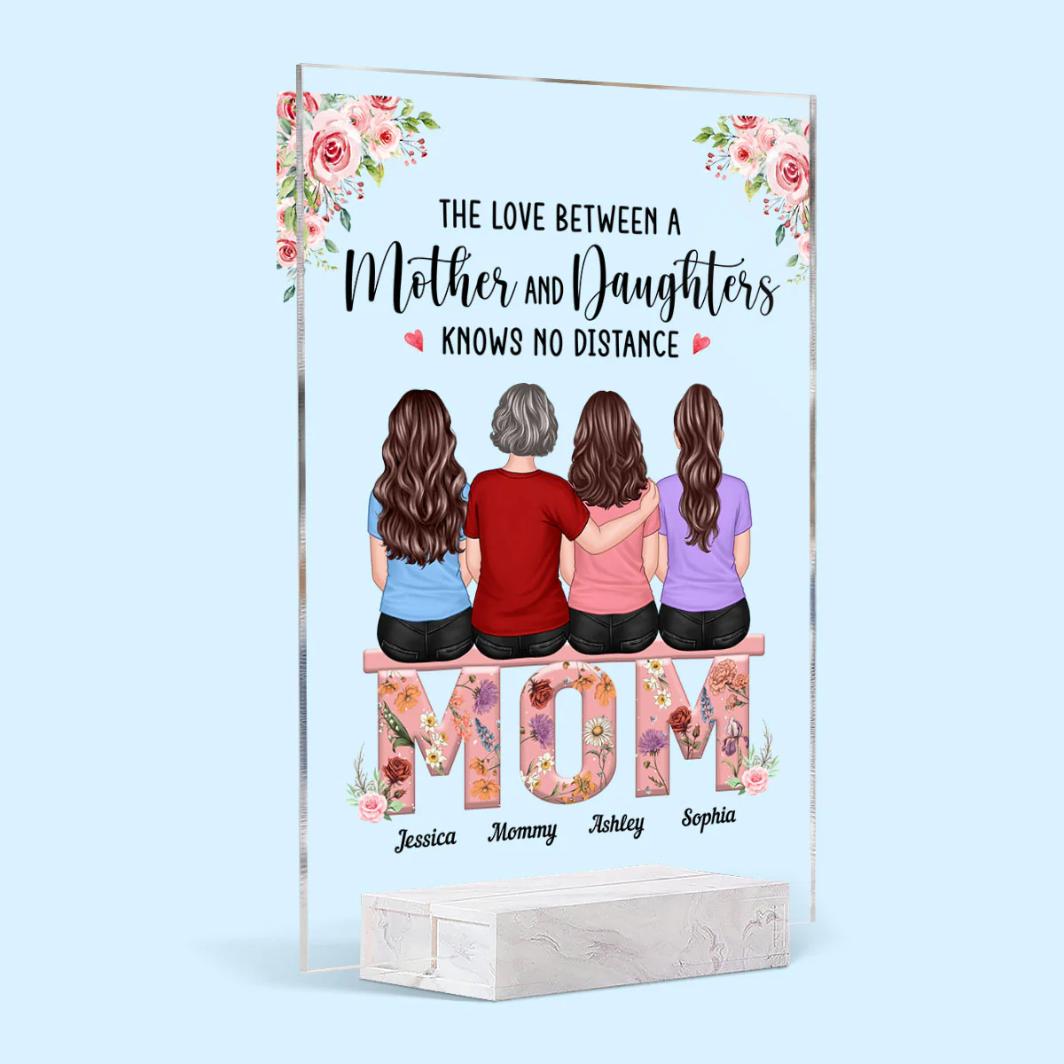 Mother Daughter Best Friends, Birth Month Flower Personalized Acrylic Plaque, Gift For Mom - Image 2