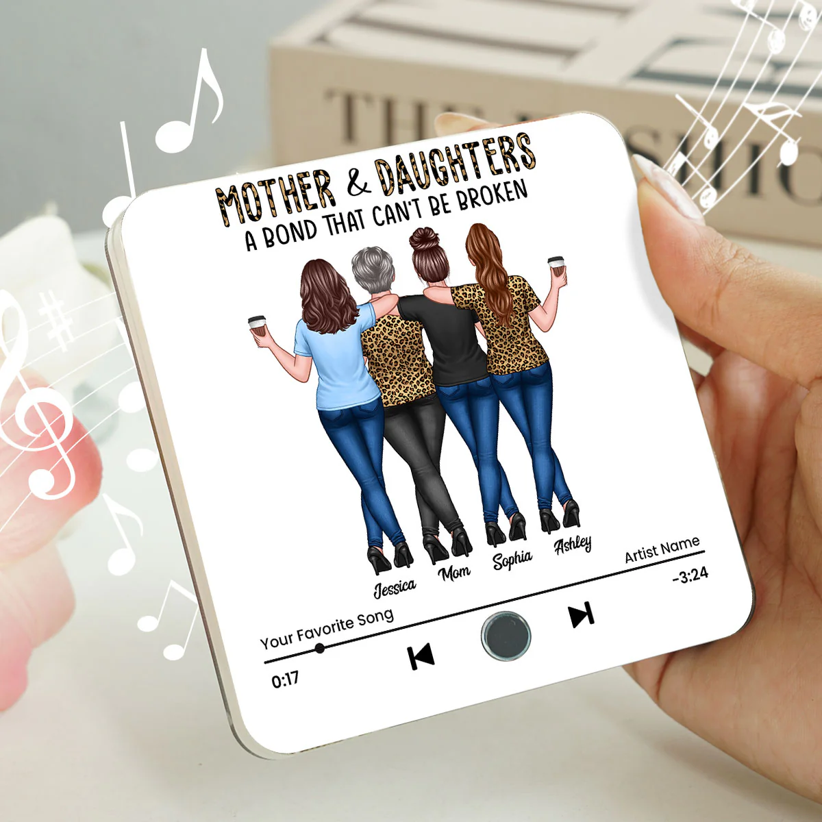 Mother Daughter Bond Can't Be Broken Personalized Music Fridge Magnet, Gift for Mom for Daughter - Image 2