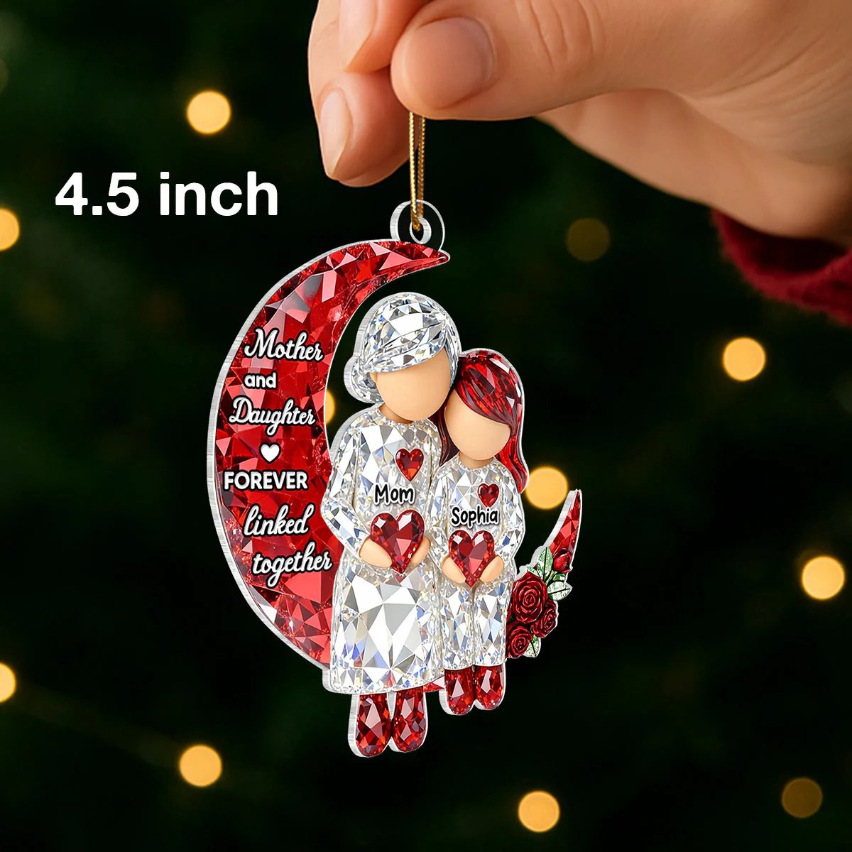 Mother & Daughter Forever Linked Together - Personalized Acrylic Ornament - Sentimental Gift for Mom, Daughter - Image 2