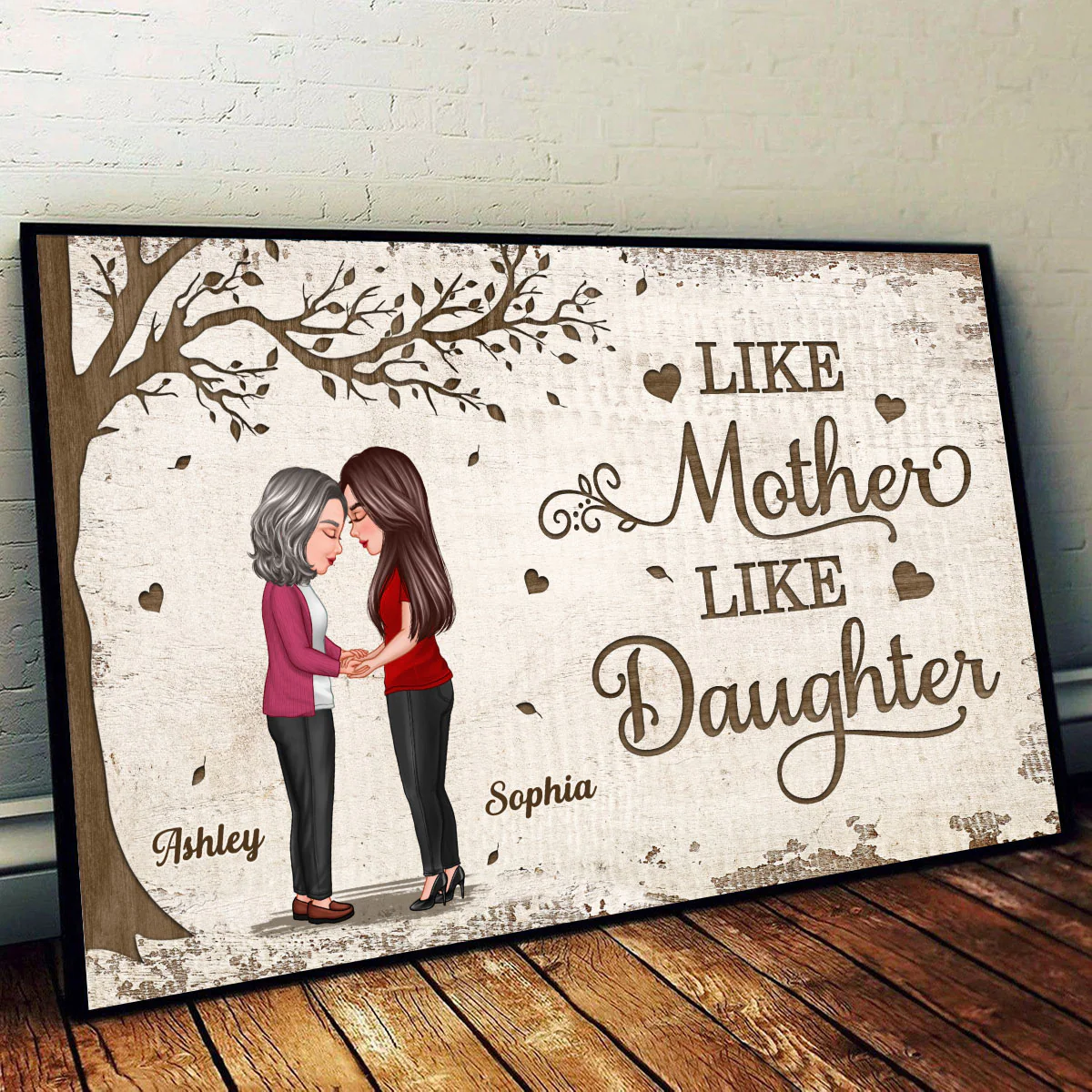 Mother Daughter Holding Hands Under Tree Personalized Poster, Gift For Mom - Image 2