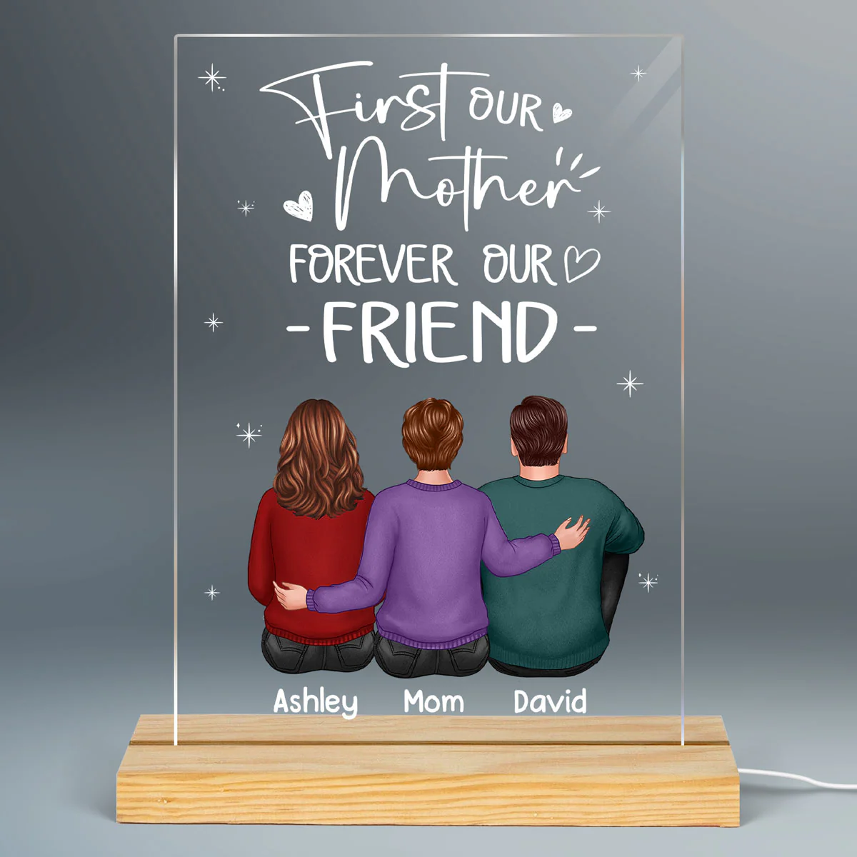 Mother Daughter Knows No Distance Mother‘s Day Gift Personalized Rectangle Acrylic LED Night Light Acrylic LED Lamp - Image 2