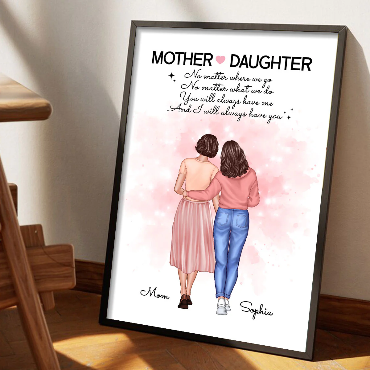 Mother Daughter No Matter Where We Go Gift Personalized Poster - Image 2