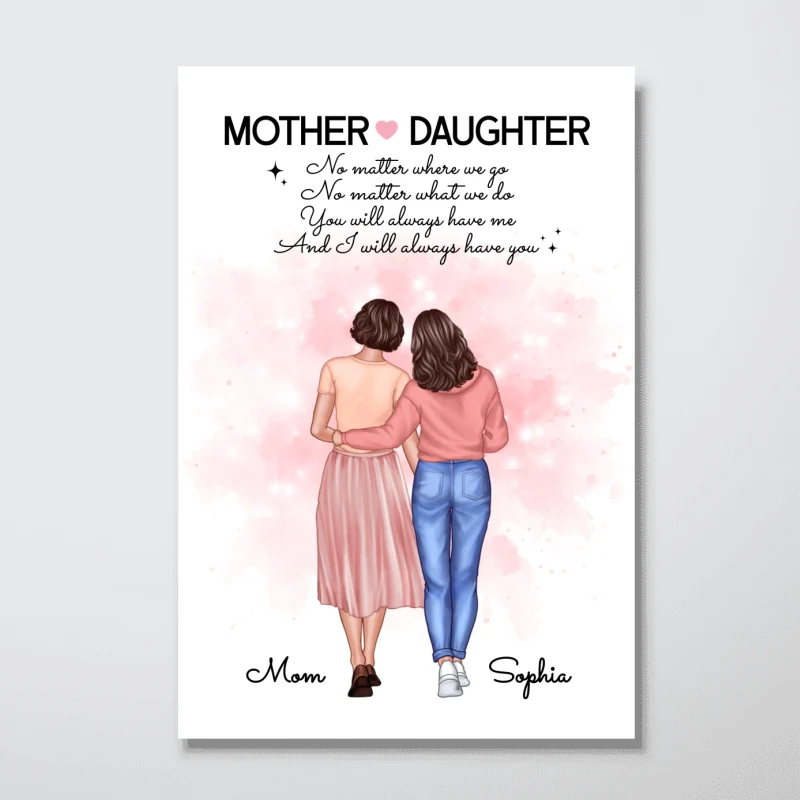 Mother Daughter No Matter Where We Go Gift Personalized Poster - Image 5