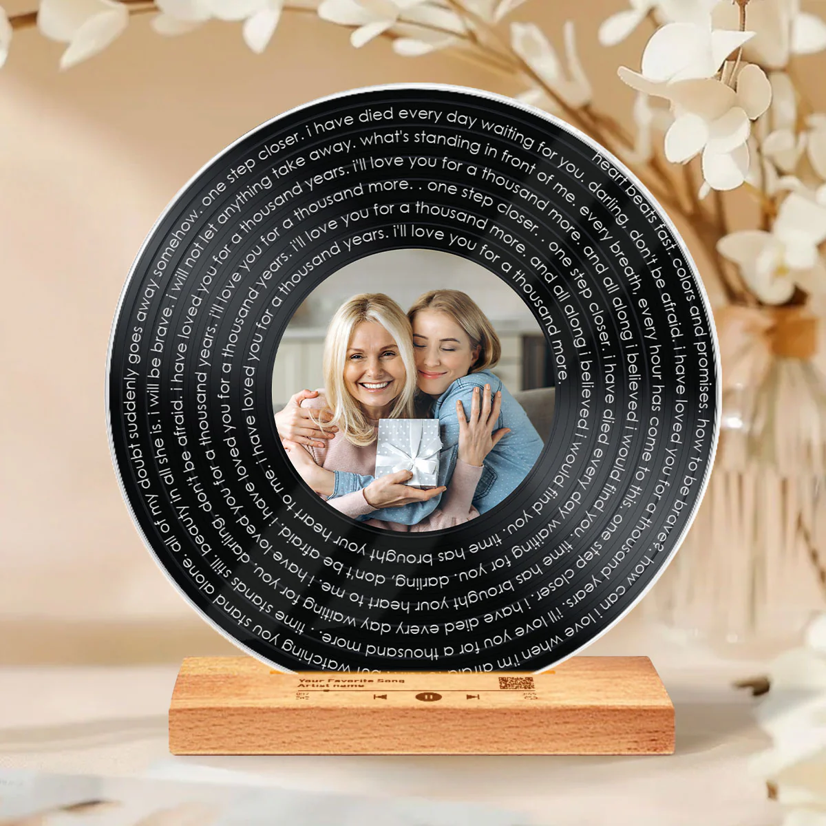 Mother & Daughter Spiral Song Lyrics Personalized Vinyl Record With Photo, Acrylic Song Plaque, Perfect 2025 Gift For Mom, Song Lyrics As Custom Messages - Image 2