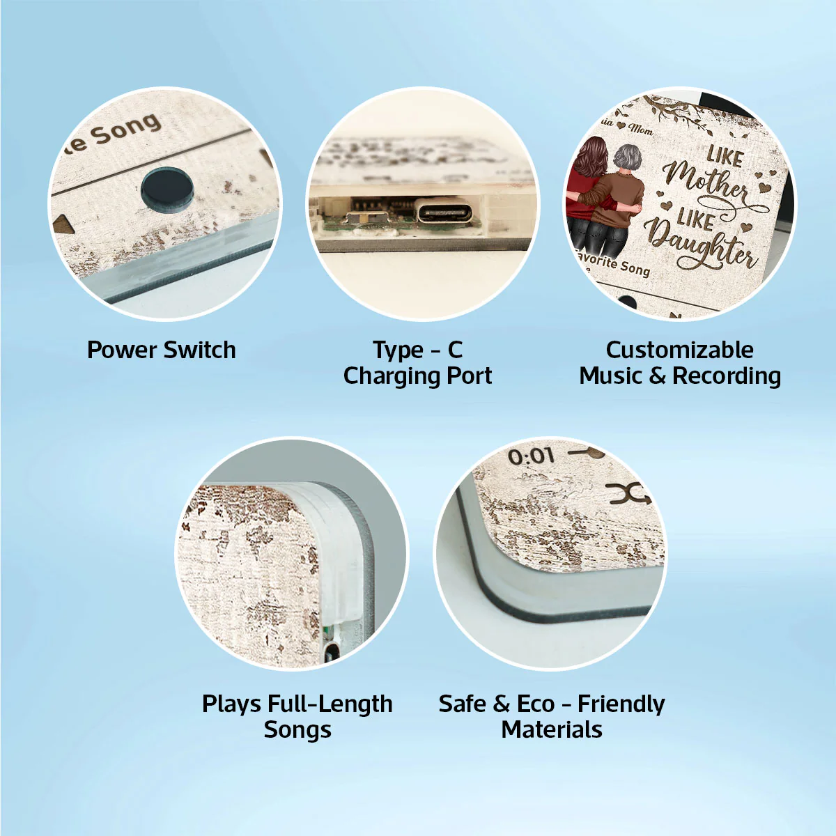 Mother Daughter Standing Back View Personalized Music Fridge Magnet, Gift For Mom Gift - Image 8