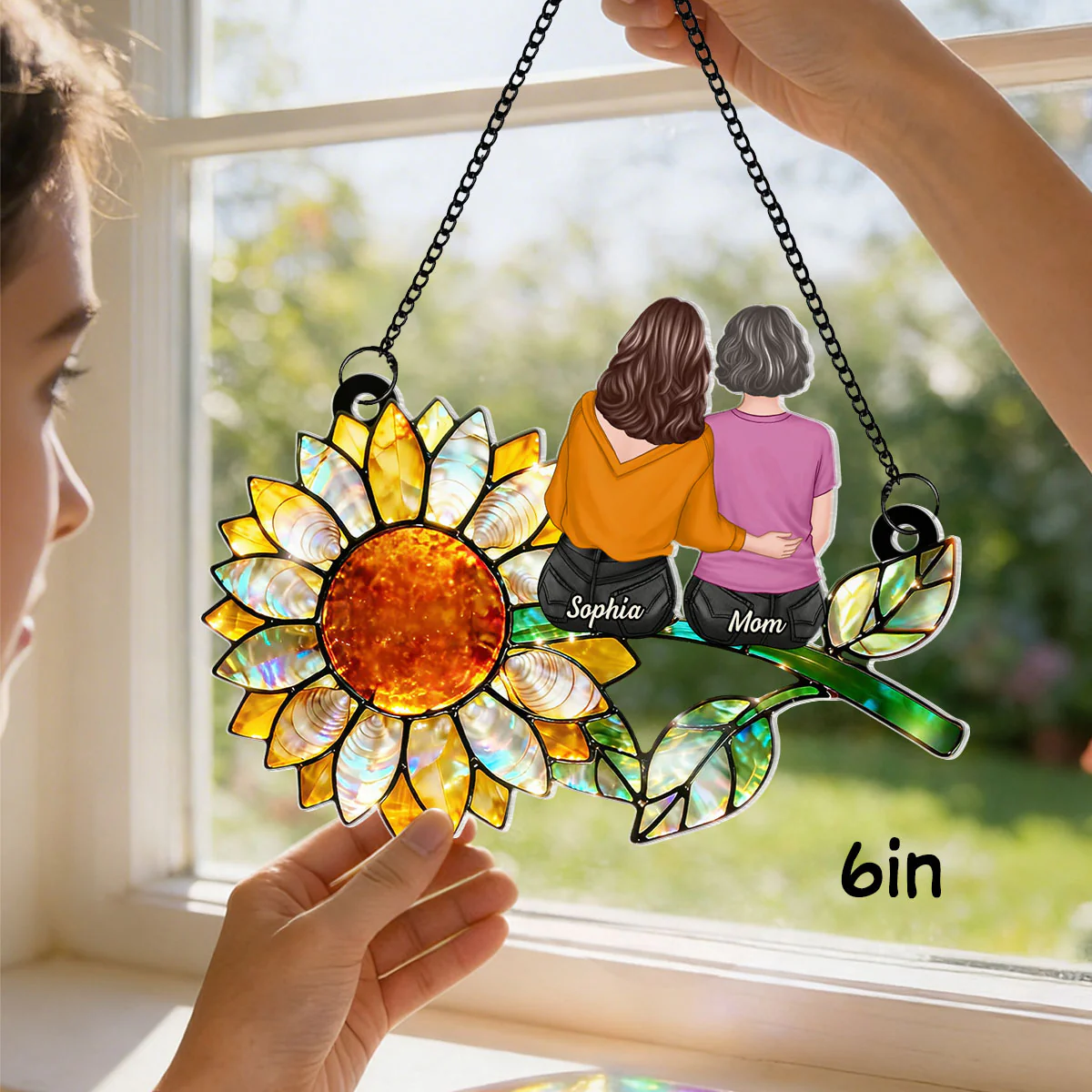 Mother Daughter Sunflower - Personalized Suncatcher - Mother's Day Gift for Mom - Image 4