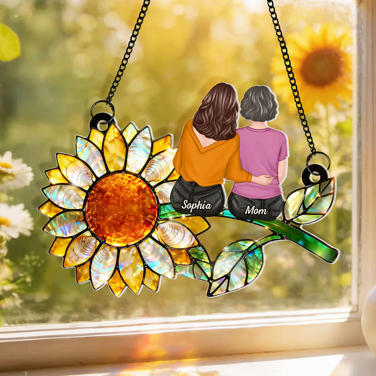 Mother Daughter Sunflower - Personalized Suncatcher - Mother's Day Gift for Mom - Image 7