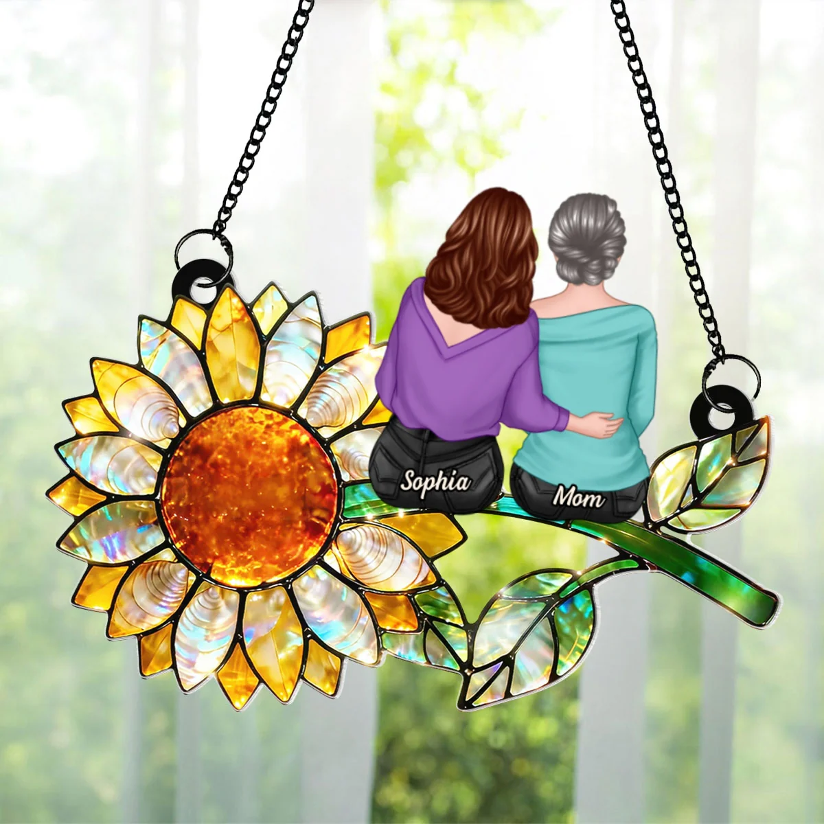 Mother Daughter Sunflower - Personalized Suncatcher - Mother's Day Gift for Mom - Image 9