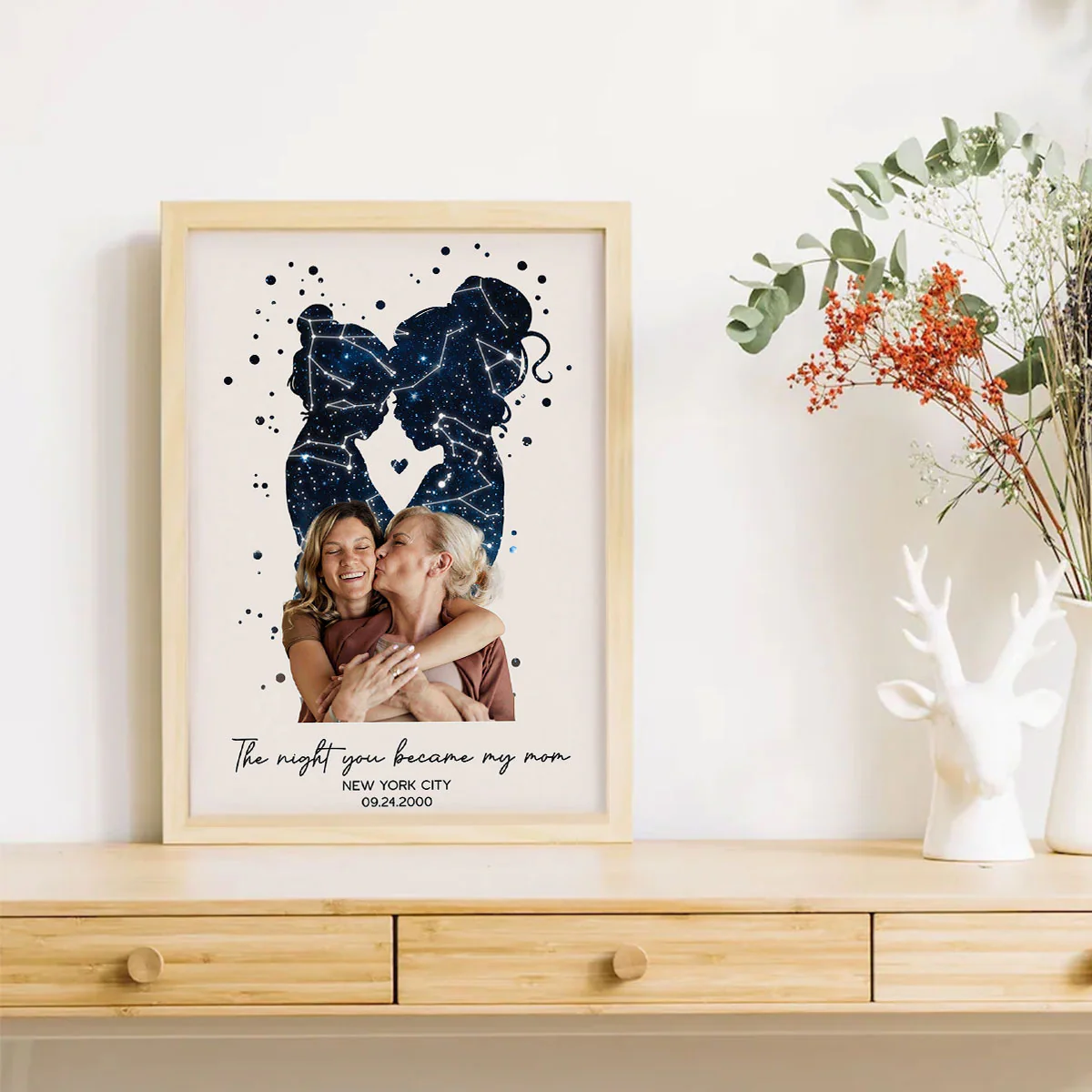 Mother Daughter The Day You Became My Mom Personalizede Poster, Custom Star Map, Capture the Precious Moment, Gift, Constellation Print, Real Astronomical Data - Image 6