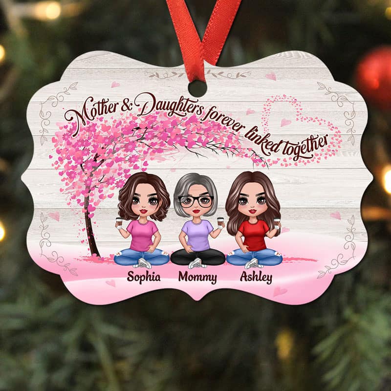 Mother Daughters Forever Linked Together Personalized Christmas Ornament - Image 2